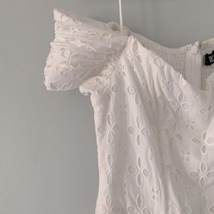 LESLIE FAY White Eyelet Dress